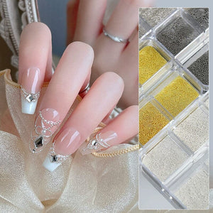 6 Grids Round Stainless Steel Beads Nail Decoration Nail Decoration No Brand