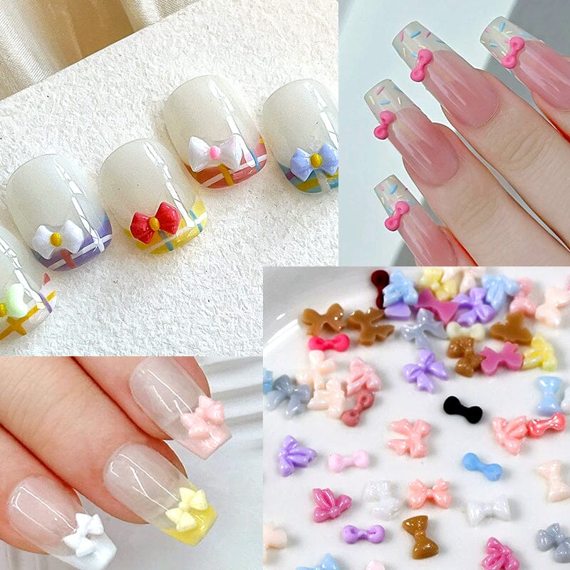 50pcs Resin Ice Transparent Bowknot 3D Nail Decorations Nail Decoration No Brand