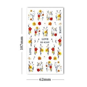 White Yellow Daisy Flowers 5D Nail Stickers 5D-K349 Nail Sticker No Brand