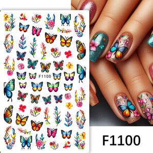 Multicolor Butterfly Flowers 3D Nail Stickers F1100 Nail Sticker No Brand