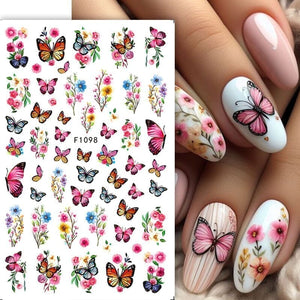 Multicolor Butterfly Flowers 3D Nail Stickers F1100 Nail Sticker No Brand