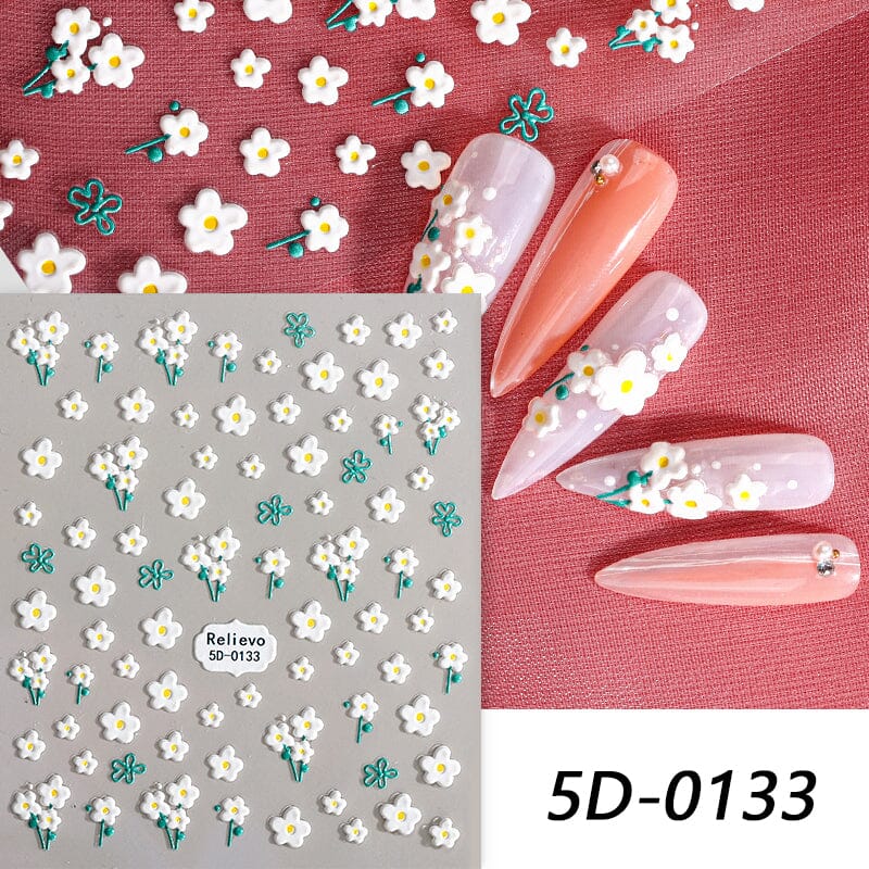 5D Embossed Flowers Nail Sticker Nail Sticker No Brand 01