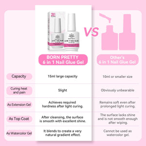 6 in 1 Nail Glue Gel Polish 15ml Base & Top Coat BORN PRETTY