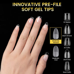 300pcs 15 Sizes Almond False Nail Tips Full Cover Half Matte Nails Nail Tips BORN PRETTY