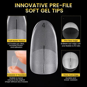 300pcs 15 Sizes Oval False Nail Tips Full Cover Half Matte Nails Nail Tips BORN PRETTY