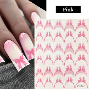 French Bowknot 3D Nail Sticker NS225 Nail Sticker No Brand Pink