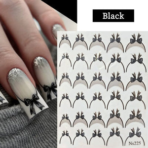 French Bowknot 3D Nail Sticker NS225 Nail Sticker No Brand Black