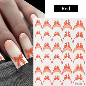 French Bowknot 3D Nail Sticker NS225 Nail Sticker No Brand Red