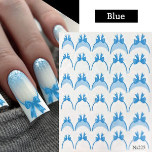 French Bowknot 3D Nail Sticker NS225 Nail Sticker No Brand Blue