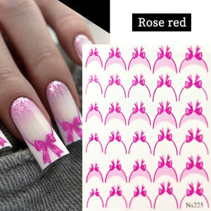 French Bowknot 3D Nail Sticker NS225 Nail Sticker No Brand Rose Red
