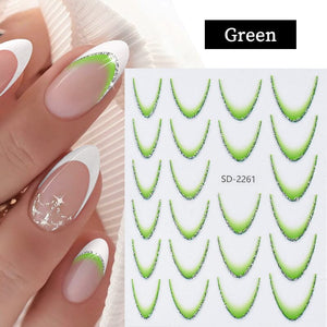 French Gradient Line 3D Nail Sticker SD2261-2272 Nail Sticker No Brand Green