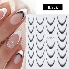 French Gradient Line 3D Nail Sticker SD2261-2272 Nail Sticker No Brand Black