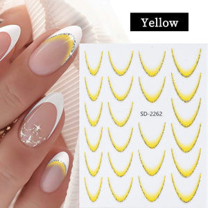 French Gradient Line 3D Nail Sticker SD2261-2272 Nail Sticker No Brand Yellow