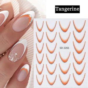 French Gradient Line 3D Nail Sticker SD2261-2272 Nail Sticker No Brand Tangerine