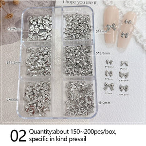 6 Grids Gold Silver Alloy Star Bowknot Nail Decoration Nail Decoration No Brand 02