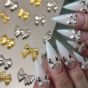 6 Grids Gold Silver Alloy Star Bowknot Nail Decoration Nail Decoration No Brand