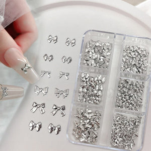 6 Grids Gold Silver Alloy Star Bowknot Nail Decoration Nail Decoration No Brand