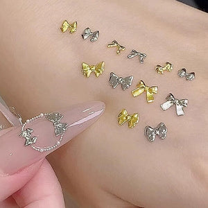 6 Grids Gold Silver Alloy Star Bowknot Nail Decoration Nail Decoration No Brand