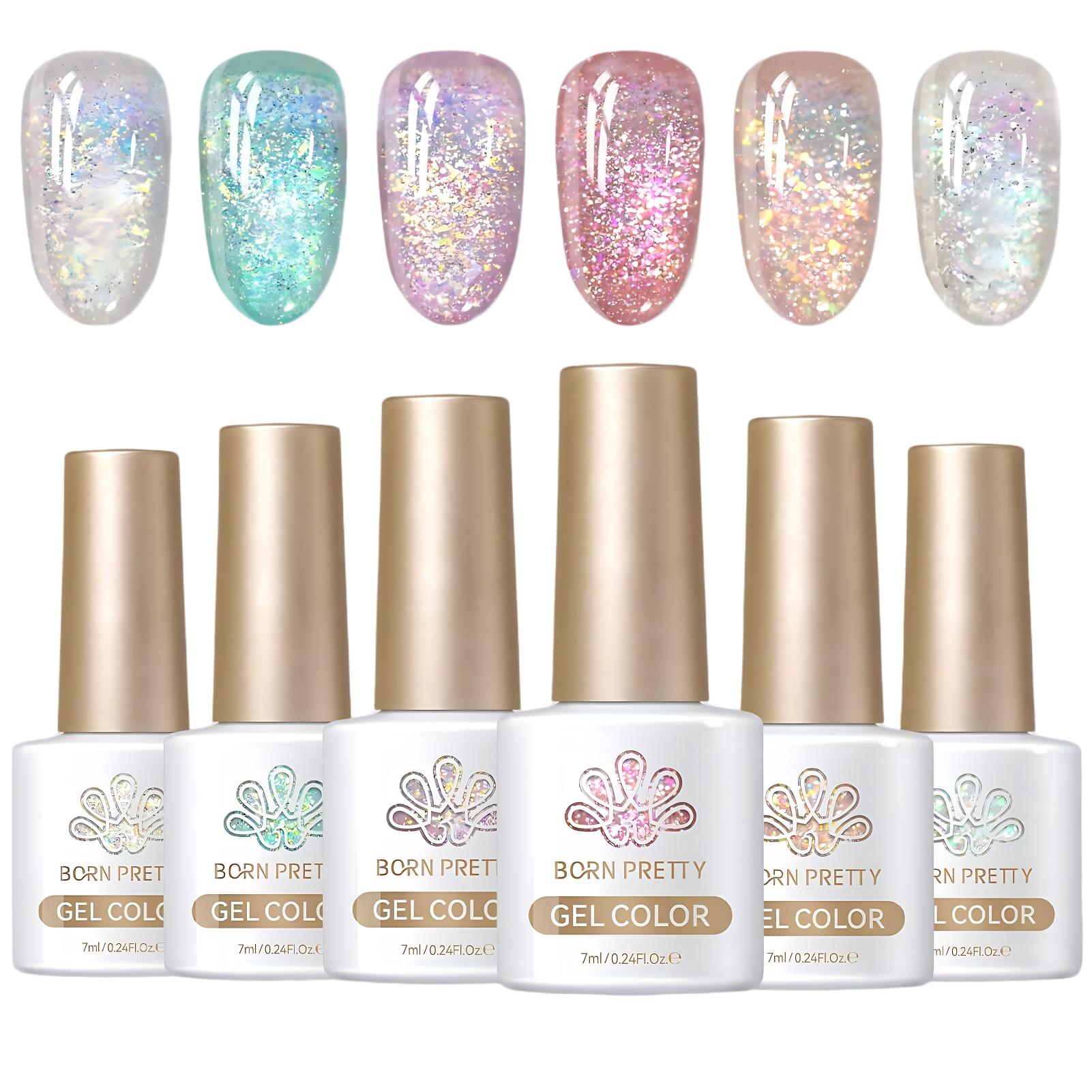 6 Colors Reflective Glitter Gel T15 Crush Starlight 7ml
