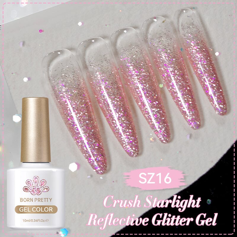 Reflective Glitter Gel Polish Crush Starlight 10ml Gel Nail Polish BORN PRETTY SZ16