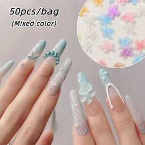 50pcs Multicolor Lily Spring 3D Nail Decorations Nail Decoration No Brand