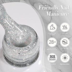 Silver Reflective Glitter Gel Polish SZ19 Neptune 15ml Gel Nail Polish BORN PRETTY