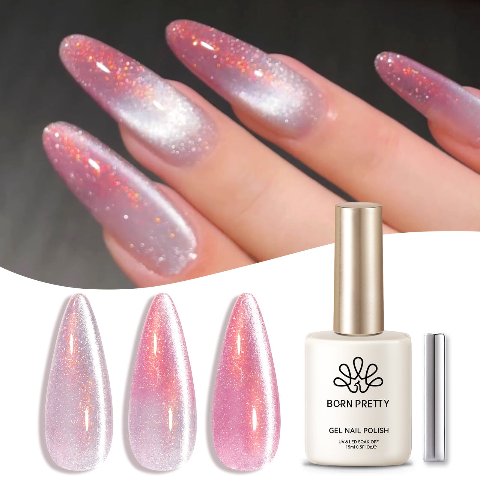 Pink Temperature-changing Cat Magnetic Gel Polish MY295 Empty Dream 15ml Gel Nail Polish BORN PRETTY
