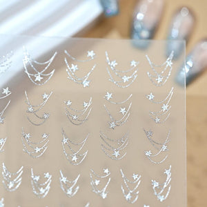 French Star Lines Glitter 3D Nail Sticker Nail Sticker No Brand