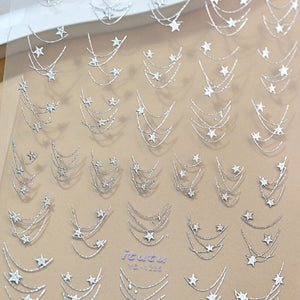 French Star Lines Glitter 3D Nail Sticker Nail Sticker No Brand