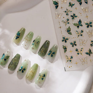 Green Blue Butterfly 5D Nail Sticker M-547 Nail Sticker No Brand