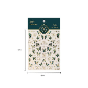Green Blue Butterfly 5D Nail Sticker M-547 Nail Sticker No Brand