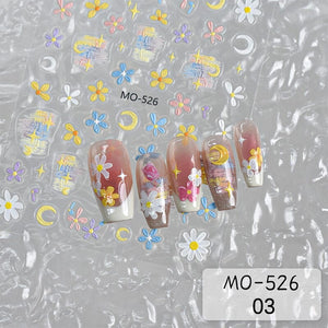 Daisy Tulip Flowers 3D Nail Sticker MO-524/525/526 Nail Sticker No Brand