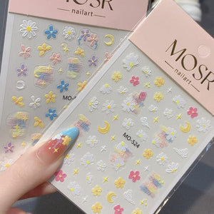 Daisy Tulip Flowers 3D Nail Sticker MO-524/525/526 Nail Sticker No Brand