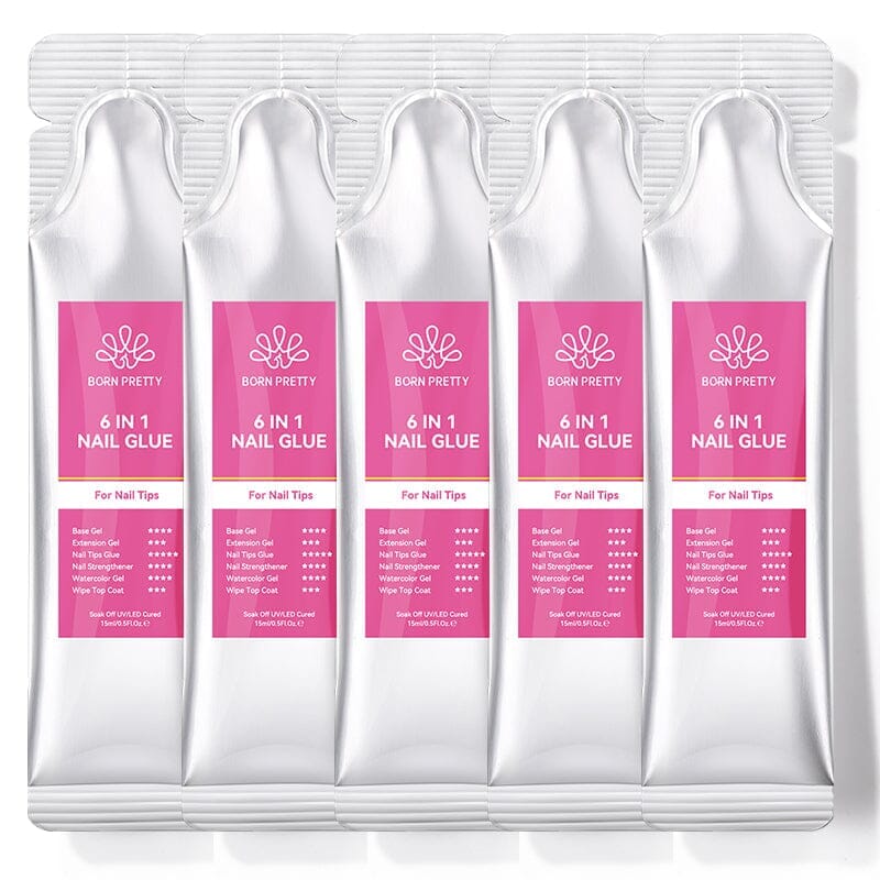 6 in 1 Nail Glue Gel 15ml (Bag) Gel Nail Polish BORN PRETTY 5 pcs