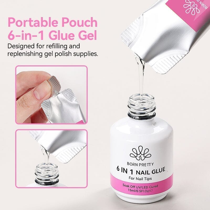 6 in 1 Nail Glue Gel 15ml (Bag) Gel Nail Polish BORN PRETTY