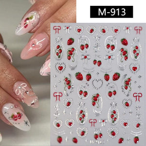 Cherry Bowknot Strawberry 5D Nail Sticker M-906/913 Nail Sticker No Brand M-913