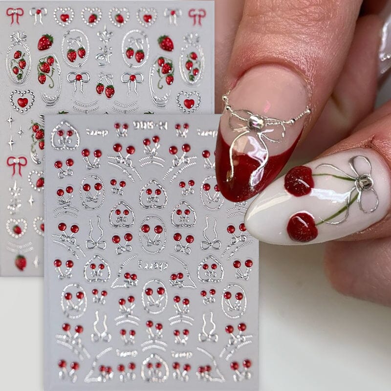 Cherry Bowknot Strawberry 5D Nail Sticker M-906/913 Nail Sticker No Brand