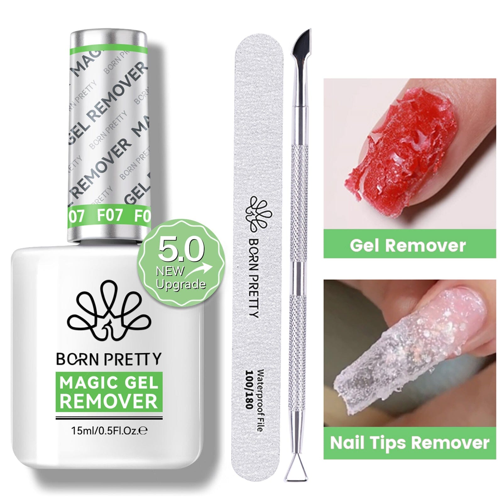 Magic Gel Remover New Upgrade Acetone-Free 15ml with Tools Kit #04 Gel Nail Polish BORN PRETTY