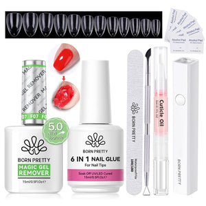 Magic Gel Remover with 6 IN 1 Nail Glue Gel 15ml Tools Kit #15 Gel Nail Polish BORN PRETTY