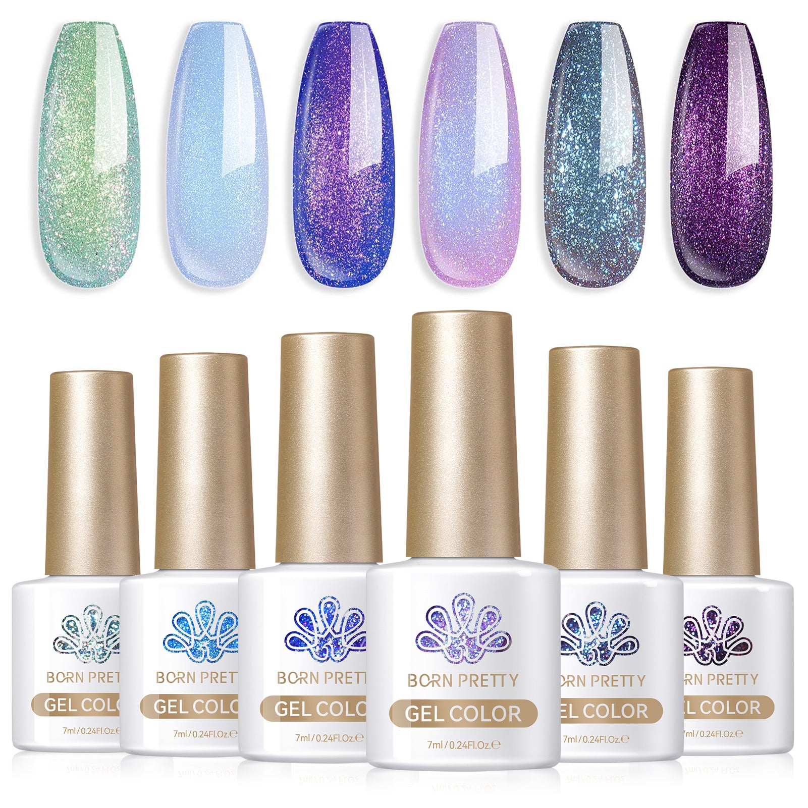 6 Colors Glitter Gel Polish Set T19 Utopia 7ml