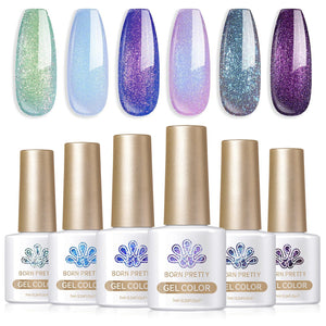 6 Colors Glitter Gel Polish Set T19 Utopia 7ml Gel Nail Polish BORN PRETTY