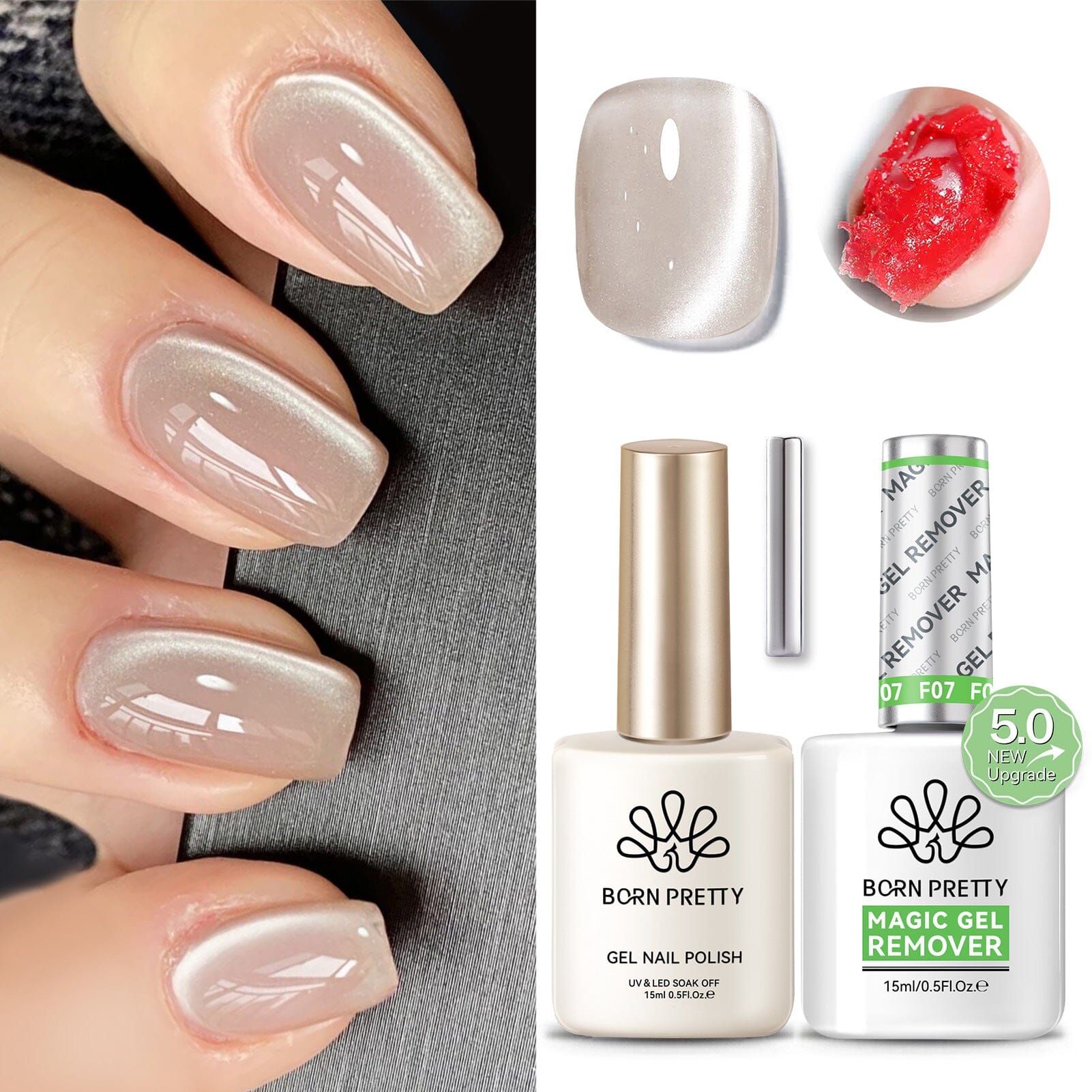 2 Bottles Set Magic Gel Remover with Cat Magnetic Gel 15ml #36 Gel Nail Polish BORN PRETTY