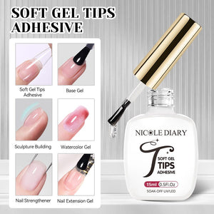 Soft Gel Tips Adhesive 15ml Gel Nail Polish NICOLE DIARY