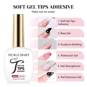Soft Gel Tips Adhesive 15ml Gel Nail Polish NICOLE DIARY