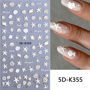 Ocean Flowers 5D Nail Stickers 5D-K355-K359 Clearance No Brand