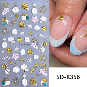 Ocean Flowers 5D Nail Stickers 5D-K355-K359 Clearance No Brand 5D-K356