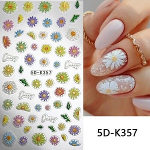 Ocean Flowers 5D Nail Stickers 5D-K355-K359 Clearance No Brand 5D-K357