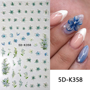 Ocean Flowers 5D Nail Stickers 5D-K355-K359 Clearance No Brand 5D-K358