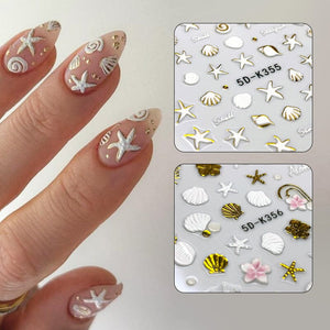 Ocean Flowers 5D Nail Stickers 5D-K355-K359 Clearance No Brand