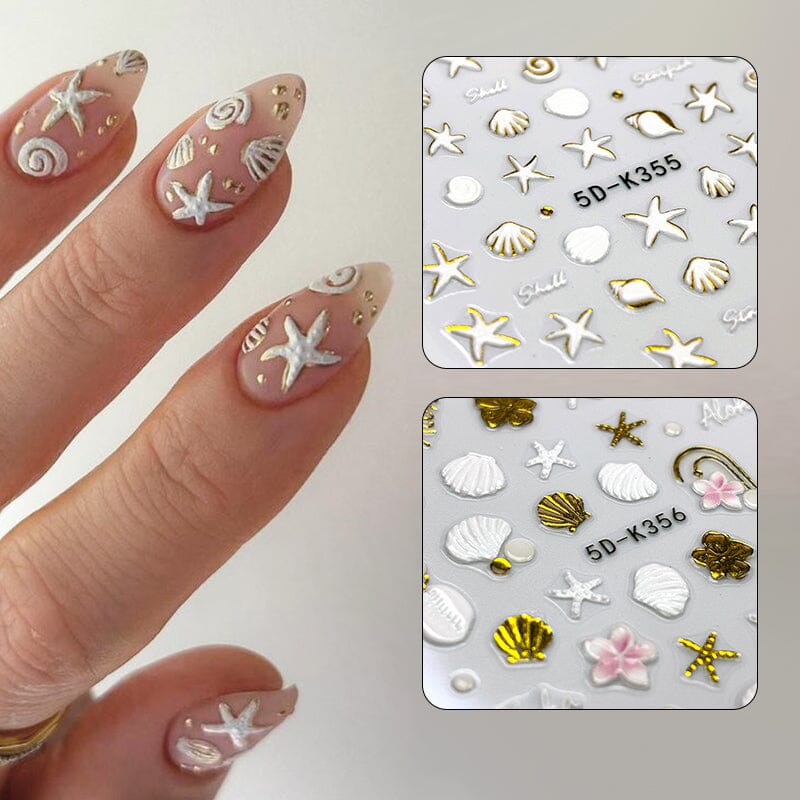 Ocean Flowers 5D Nail Stickers 5D-K355-K359 Clearance No Brand